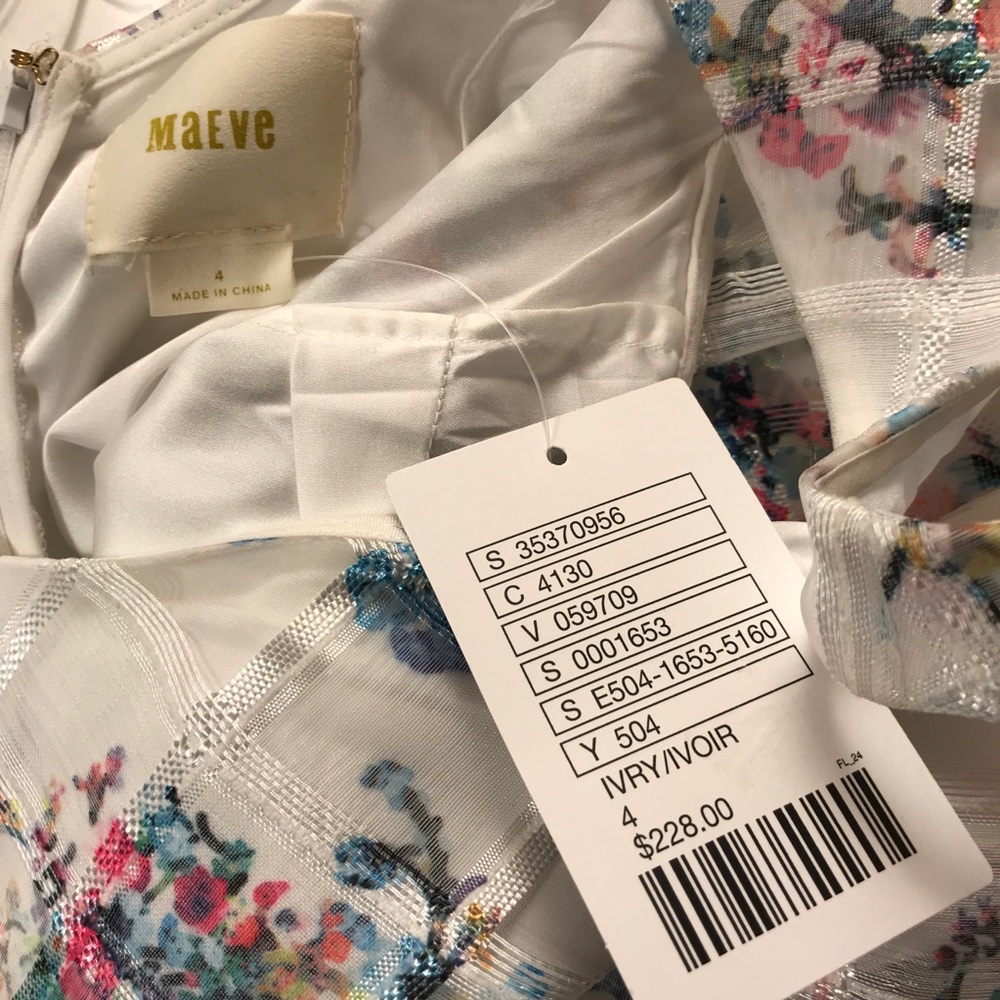 Anthropologie Maeve Ivory Garden Floral Dress NWT - Picture 5 of 8